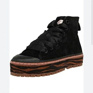 NWT Scotch & Soda Lea Black Suede Platform High Top Sneakers Size 8.5